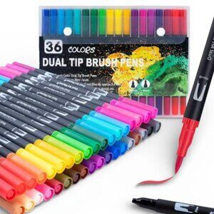 NEW - Dual Brush Marker Pens, 36 Colors Art Markers with Fine and Brush Tip